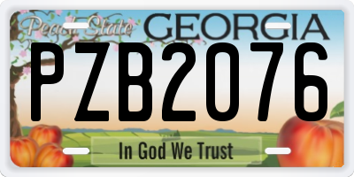 GA license plate PZB2076