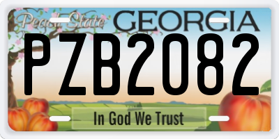 GA license plate PZB2082