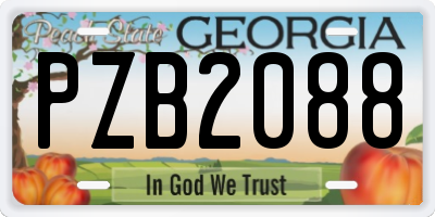 GA license plate PZB2088