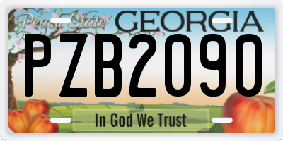 GA license plate PZB2090