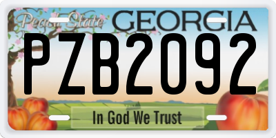 GA license plate PZB2092
