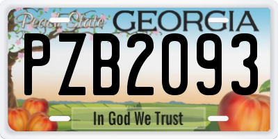 GA license plate PZB2093