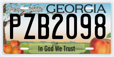GA license plate PZB2098