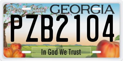 GA license plate PZB2104