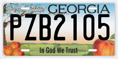 GA license plate PZB2105