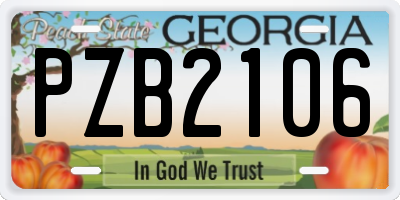 GA license plate PZB2106