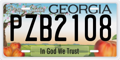 GA license plate PZB2108