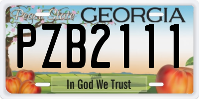 GA license plate PZB2111