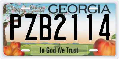 GA license plate PZB2114
