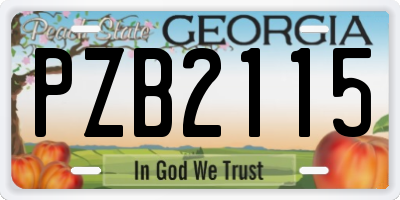 GA license plate PZB2115