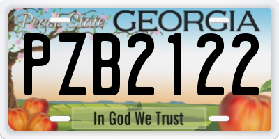 GA license plate PZB2122