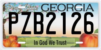 GA license plate PZB2126