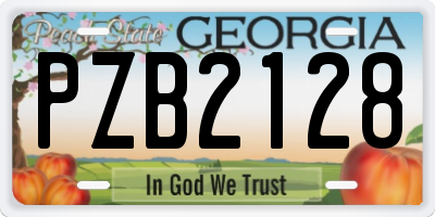 GA license plate PZB2128