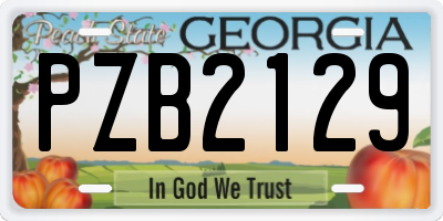 GA license plate PZB2129
