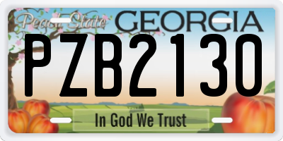 GA license plate PZB2130