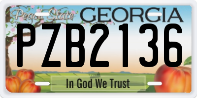 GA license plate PZB2136