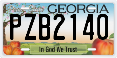 GA license plate PZB2140