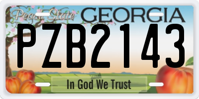 GA license plate PZB2143