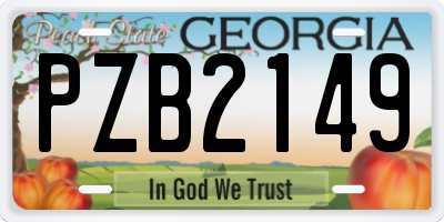 GA license plate PZB2149