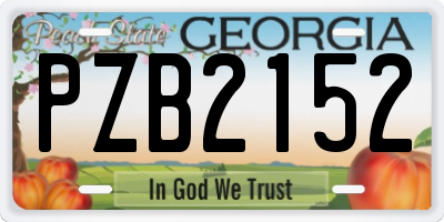 GA license plate PZB2152