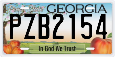 GA license plate PZB2154