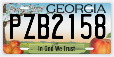 GA license plate PZB2158