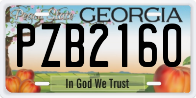 GA license plate PZB2160