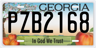 GA license plate PZB2168