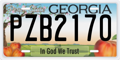 GA license plate PZB2170