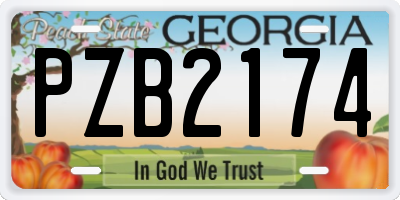 GA license plate PZB2174