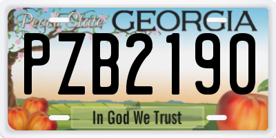 GA license plate PZB2190