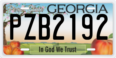 GA license plate PZB2192