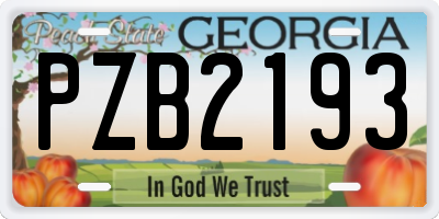 GA license plate PZB2193