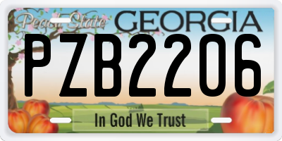 GA license plate PZB2206