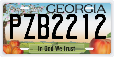GA license plate PZB2212