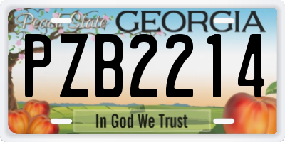 GA license plate PZB2214