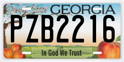 GA license plate PZB2216
