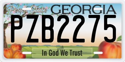 GA license plate PZB2275