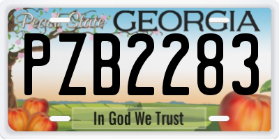 GA license plate PZB2283