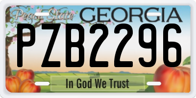 GA license plate PZB2296