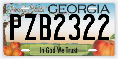 GA license plate PZB2322