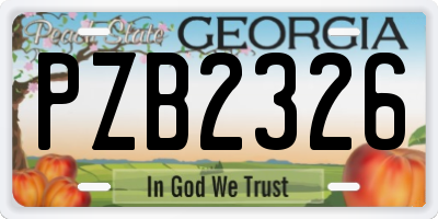 GA license plate PZB2326