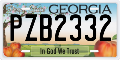 GA license plate PZB2332
