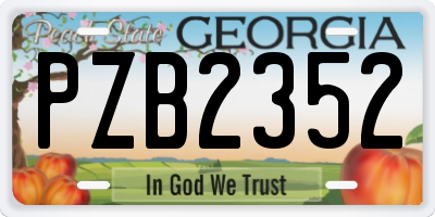 GA license plate PZB2352