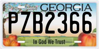 GA license plate PZB2366