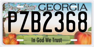 GA license plate PZB2368