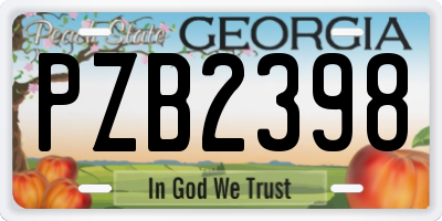 GA license plate PZB2398