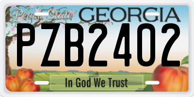 GA license plate PZB2402