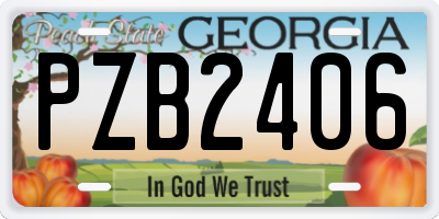 GA license plate PZB2406