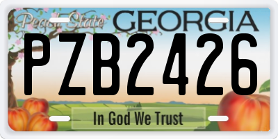 GA license plate PZB2426